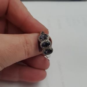 Sterling silver gray stone ring